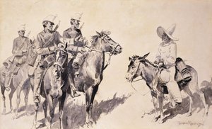 Mexikanische Gendarmen fragen nach dem Weg, 1890
