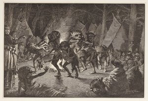 Der Büffeltanz, aus Harpers Weekly, veröffentlicht 1887 von Frederic Remington