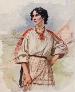 Ein russischer Diener in Sommerkleidung