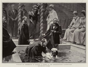 Taufe durch Untertauchen in London, eine Szene im Metropolitan Tabernacle von Frederic de Haenen