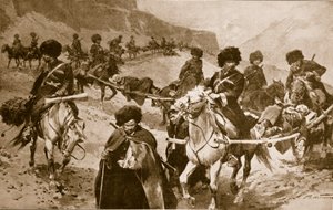 Kosaken-Krankenwagenkonvoi in den Bergen des Kaukasus, 1914-19