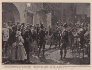 Zur Unterstützung des Kriegsfonds, eine Prozession spanischer Studenten in Gibraltar