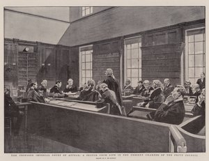Der Vorgeschlagene Kaiserliche Berufungsgerichtshof, eine Skizze aus dem Leben im gegenwärtigen Ratssaal des Geheimen Rates von Frederic de Haenen