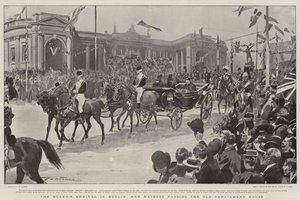 Die Ankunft der Königin in Dublin, Ihre Majestät passiert das alte Parlamentsgebäude von Frederic de Haenen