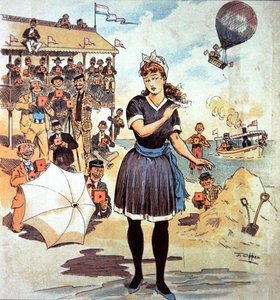 Amerikanischer Badeanzug zieht die Kameras am Strand an von Frederick Burr Opper