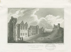 Dudley Castle - Der Bergfried (Stahlstich)