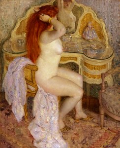 Nackte Frau an ihrem Schminktisch, 1909 von Frederick Carl Frieseke