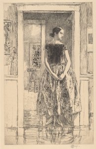 Mädchen in einem modernen Kleid von Frederick Childe Hassam