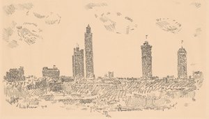New York Skyline, Dunkle Gebäude, 1918
