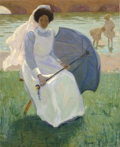 Frau mit grünem Sonnenschirm, 1908 von Frederick F. Fursman