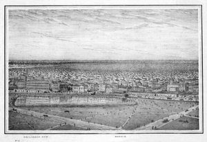 Esplanade Row und Moschee, Panorama von Kalkutta, Indien, ca. 1840er Jahre