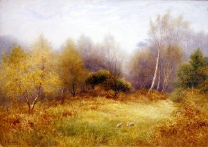 Kaninchen in einer Waldlichtung von Frederick Henry Evans