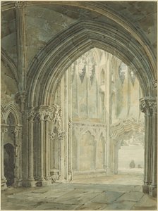 Innenraum des Nordportals von St. Mary Redcliffe von Frederick Mackenzie