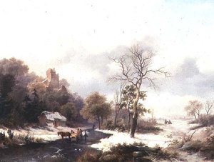 Reisende in einer Winterlandschaft