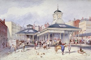 Ansicht des Newgate-Marktes auf dem Paternoster-Platz, City of London von Frederick Napoleon Shepherd