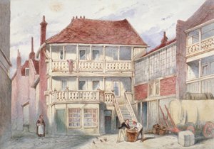 Ansicht der French Horn Tavern, Holborn, London, 1840 von Frederick Napoleon Shepherd
