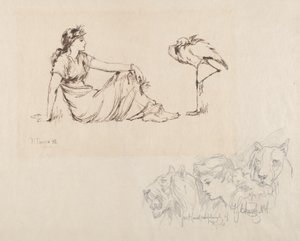 Frau und ein Kranich (Wachsamkeit?) von Frederick Stuart Church