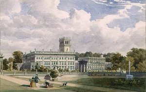 Ansicht des Hauses und der Gärten in Trentham, Staffs von Frederick William Hulme