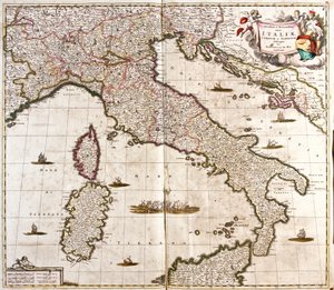 Karte von Italien, Korsika und Sardinien (Radierung)