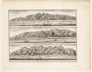 Verschiedene Verstärkungen der VOC auf Ceram Laäla bei Compagnies Sagoe-bosch / Loehoe, und die Festung Overburg / Das Dorf Saway von Frederik Ottens