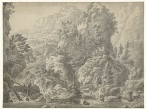 Berglandschaft mit Wasserfall