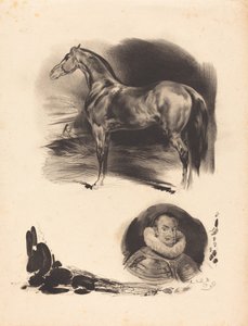 Skizzen eines Pferdes und eines Edelmanns von French 19th Century