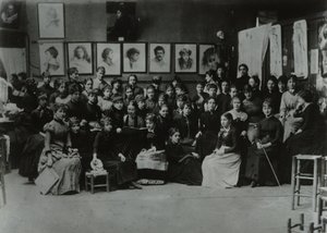 Academie Julian, Paris, Gruppe von Kunststudenten