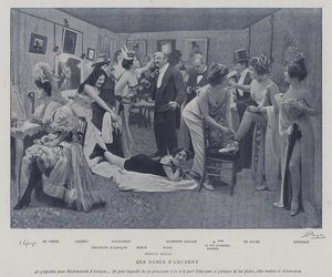 Schauspielerinnen amüsieren sich in den Umkleideräumen des Theatre des Varietes, Paris
