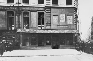 Cafe du Croissant nach der Ermordung von Jean Jaurès, Ecke rue du Croissant rue Montmartre, Paris, 1914