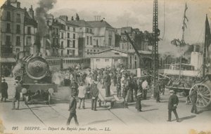 Abfahrt des Paris-Express von Dieppe. Postkarte von 1913.