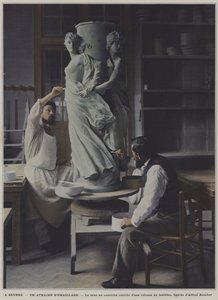 Emaillierwerkstatt in der Porzellanmanufaktur Sevres, Frankreich von French Photographer