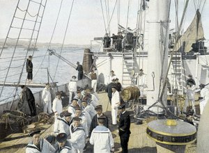 Französische Marine, Ende des 19. Jahrhunderts: Verpflegung an Bord - Bibl. des Arts Deco von French Photographer