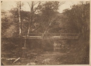 Landschaft mit Bäumen und Brücke, ca. 1850 von French Photographer