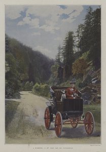 Mademoiselle Yahne in ihrem Cleveland-Auto in Plombieres-les-Bains, Frankreich