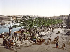 Marché Saint Antoine, Quay des Célestins, Lyon, um 1900 von French Photographer
