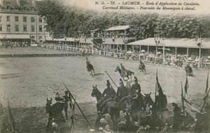 Parade an der Kavallerieschule in Saumur. Postkarte gesendet im Jahr 1913