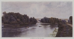 Der Fluss Marne und das Viadukt von Nogent, Frankreich von French Photographer