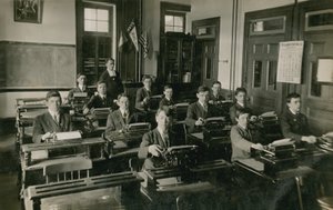 Schreibmaschinenkurs. Postkarte gesendet im Jahr 1913