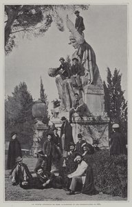 Besucher an der Statue von Rom siegreich von French Photographer