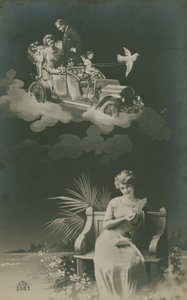 Junge Frau liest einen Brief und träumt von der Ehe von French Photographer