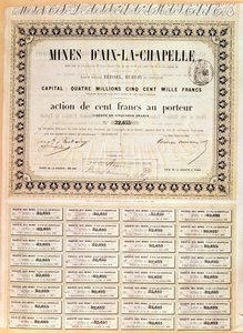 100 Francs Inhaberteil von Aachener Minen, 1856 von French School