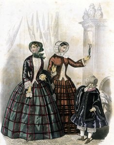 2 Frauen mit einem Mädchen - in „Journal des Demoiselles“ 1852 von French School