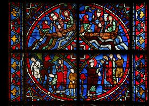 4 Tafeln aus dem St. Germain Fenster von French School