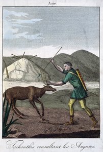 Ein tschuktschischer Schamane konsultiert das Orakel, 1811 von French School