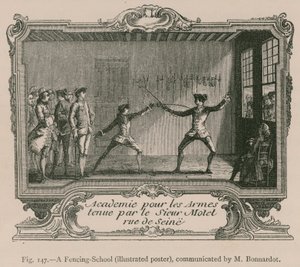 Eine Fechtschule (Illustrierte Plakat), mitgeteilt von M. Bonnardot von French School
