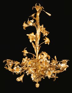 Französischer Bronze- und Messing-Kronleuchter mit acht Lichtern, zweite Hälfte des 19. Jahrhunderts von French School
