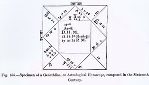 Ein Genethliak oder astrologisches Horoskop, aus Wissenschaft und Literatur im Mittelalter, geschrieben und graviert von Paul Lacroix, 1878 von French School
