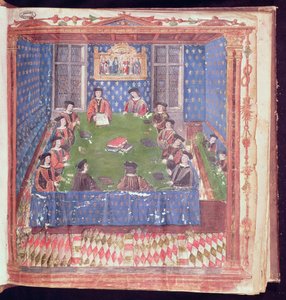 Ein Treffen in der Chambre des Comptes, aus dem Livre Ferre von French School