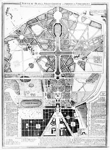 Ein neuer Plan der Stadt, des Schlosses und der Gärten von Versailles, 1714 von French School
