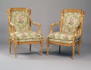 Ein Paar Armstühle aus einer Suite von Louis XVI Möbeln, gestempelt von Delaisement, ca. 1780 von French School